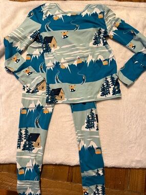 Swiss Tech Ski Lodge Print Pajama Set - Blue/Teal